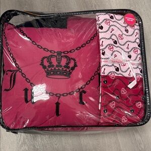 Juicy Couture Pink and Black Crown Bedding Set